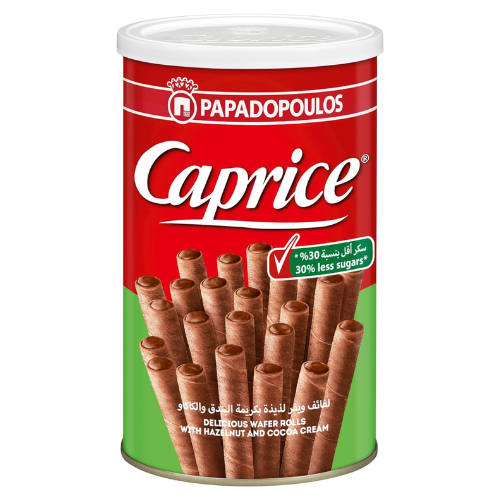 Caprice Classic Wafer Rolls with Hazelnut and Cocoa Cream 30% Less Sugar 115g