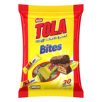Tola Bites Pouch, Crispy Wafer Covered With Caramel And Milk Chocolate Bar 8g (20 Bars)