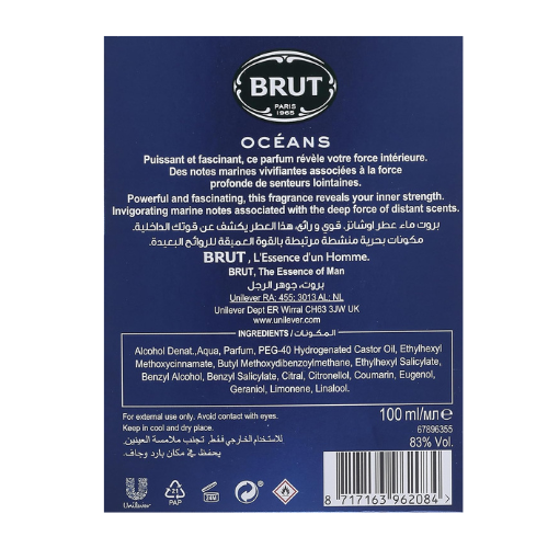 Brut OCEANS EDT Long Lasting Enriched Signature Scented Perfume Spray for Men 280.0 grams, 100.0 milliliters, 1