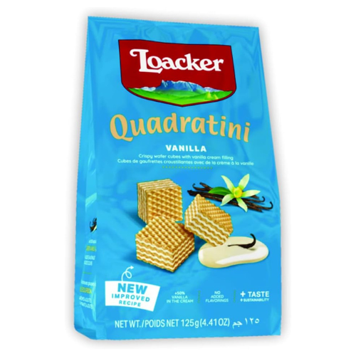 Loacker Quadratini Vanilla Wafer, 125 Gm