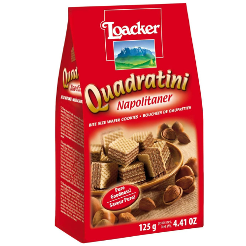 Loacker Quadratini Napolitaner Bite Size Wafer Cookies Multicolor, 0.13 kilograms, 125.0 gram, 1