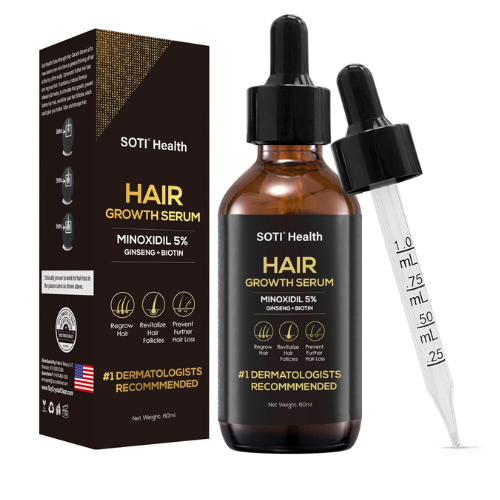 Soti Minoxidil 5% Hair Growth, Hair Loss Regrowth Serum. Made in USA! Dermatologists Recommended. Ginseng and Biotin Extra Strength Formula. (1 Pack)