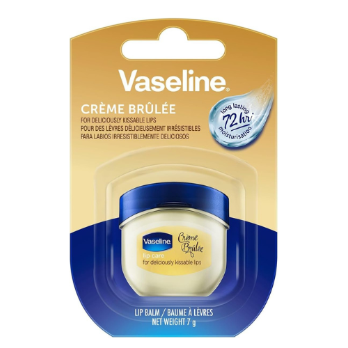 Vaseline Lip Care Crème Brulee Lip Balm Tub With Pure Jelly & Crème Brulee For Deliciously Kissable Lips| Nourishes & Protects Lips| Non-greasy Lip Moisturizer for Naturally Tinted Lips| 7 gm