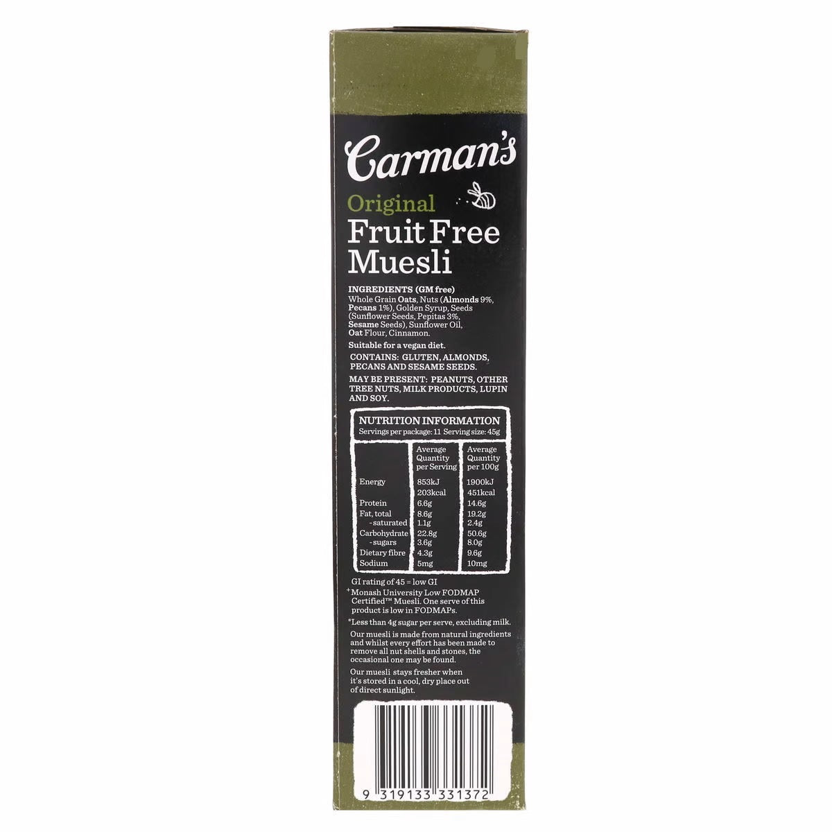 Caraman's Orginal Fruit Free Muesli 500g