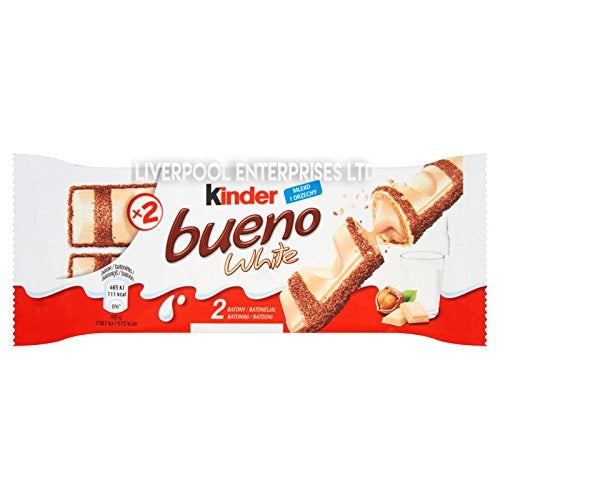 KINDER BUENO WHITE 2 bars per Pack, Full Box Of 30 x 43g
