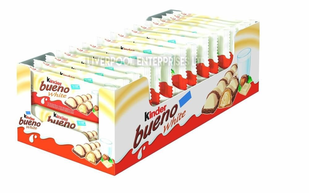 KINDER BUENO WHITE 2 bars per Pack, Full Box Of 30 x 43g
