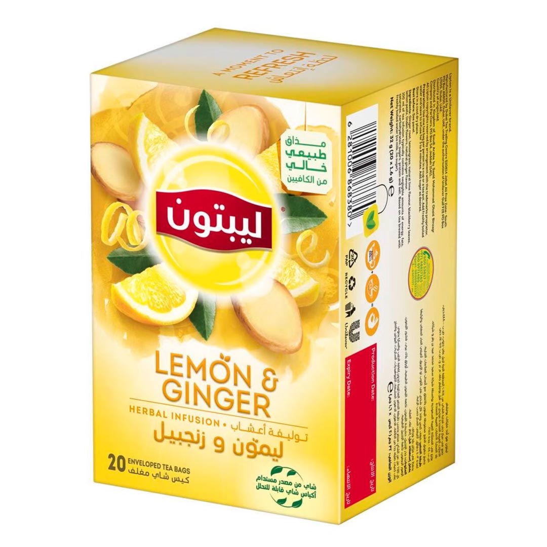 Lipton Herbal Infusion Tea Lemon & Ginger 20 Teabags