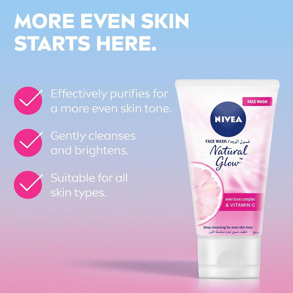 NIVEA Face wash Exfoliating, Natural Glow, Carnitin & Vitamin C, 100ml