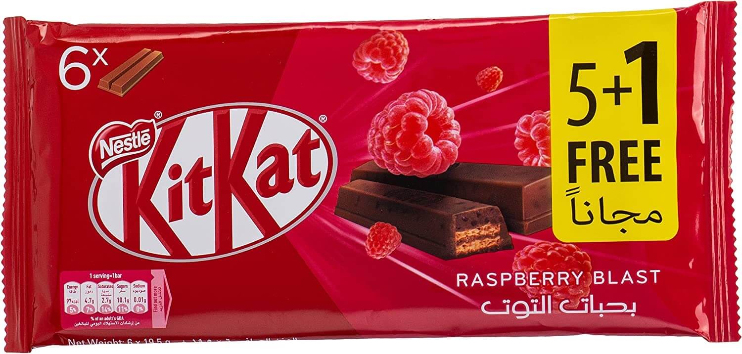 Nestle Kitkat 2 Finger Raspberry Chocolate Wafer 19.5G (Pack Of 5+1)