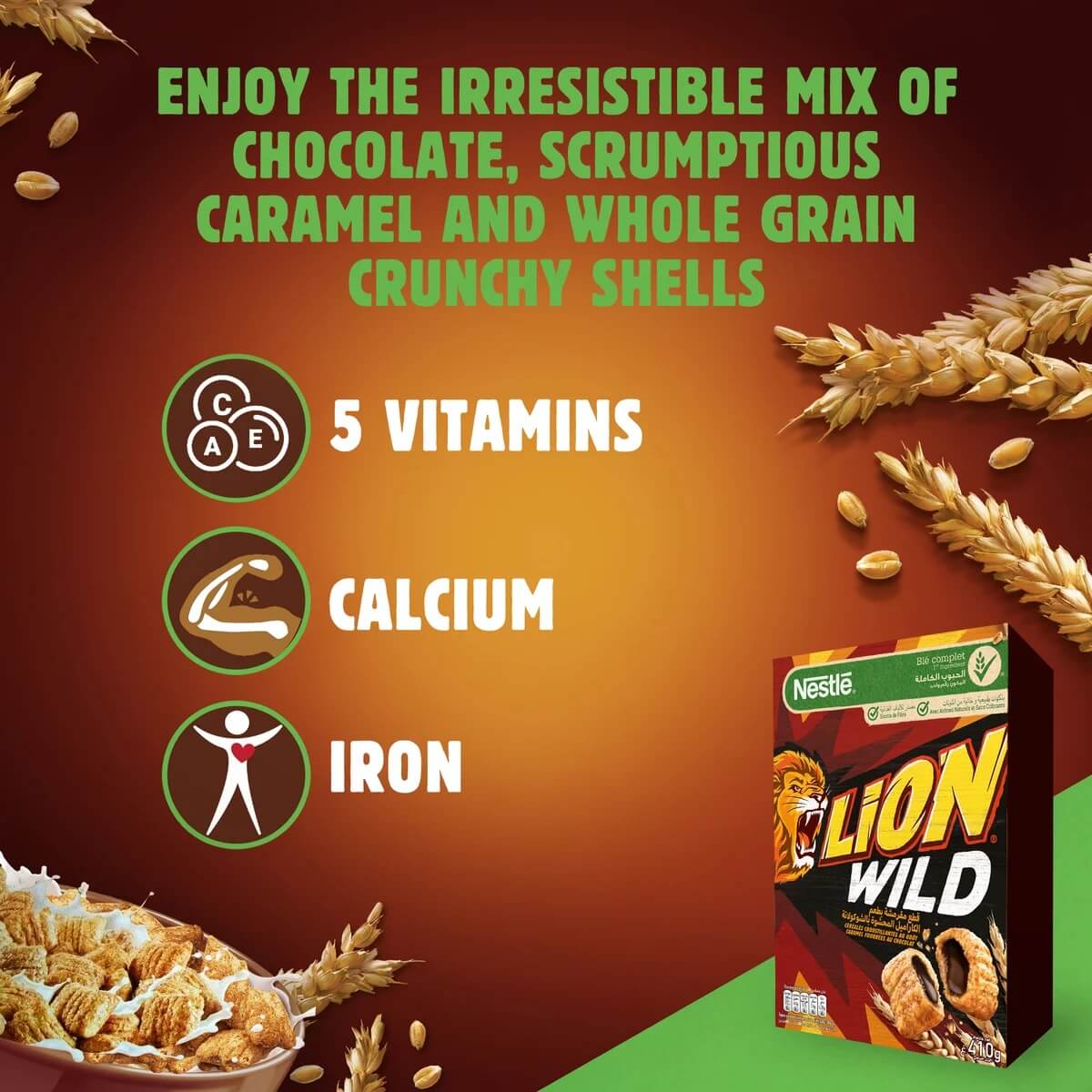 Nestle Lion Wild Cereal Caramel _ Chocolate 410g