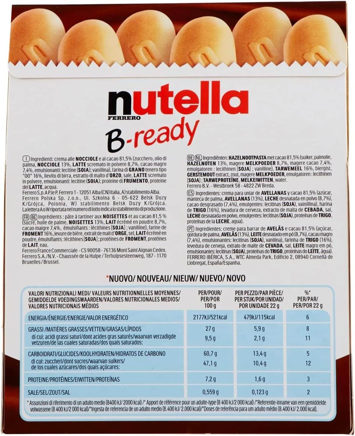 Nutella B-Ready 132g Pack of 6