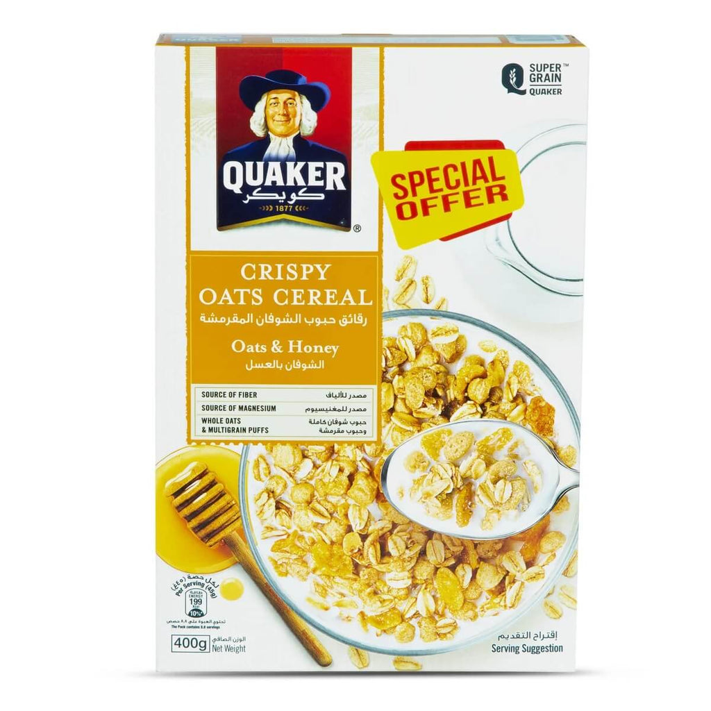Quaker Crispy Oats Cereal Honey 400g