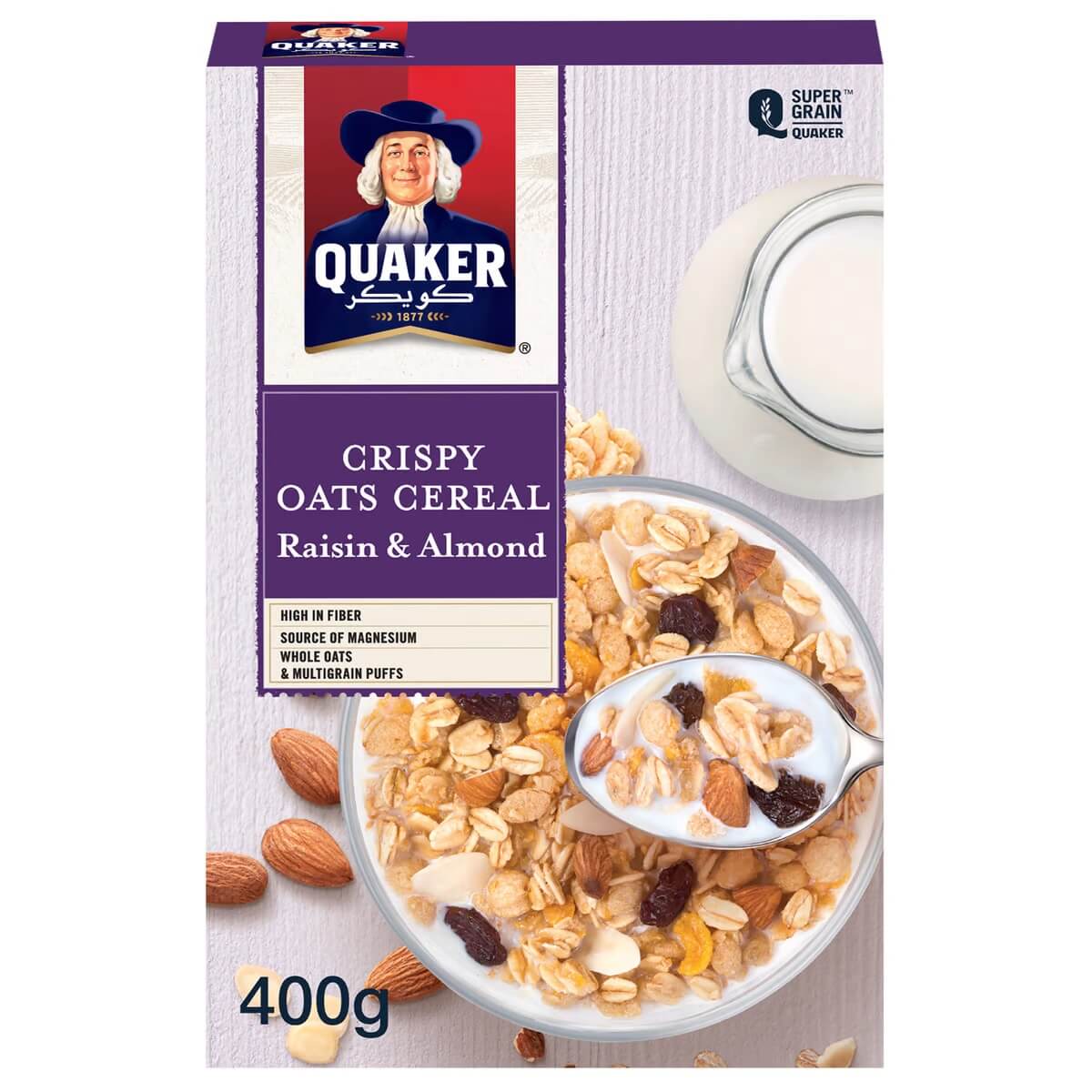 Quaker Crispy Oats Cereal Raisin _ Almond 400g