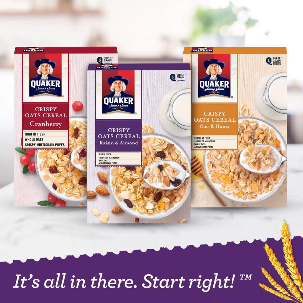 Quaker Crispy Oats Cereal Raisin _ Almond 400g