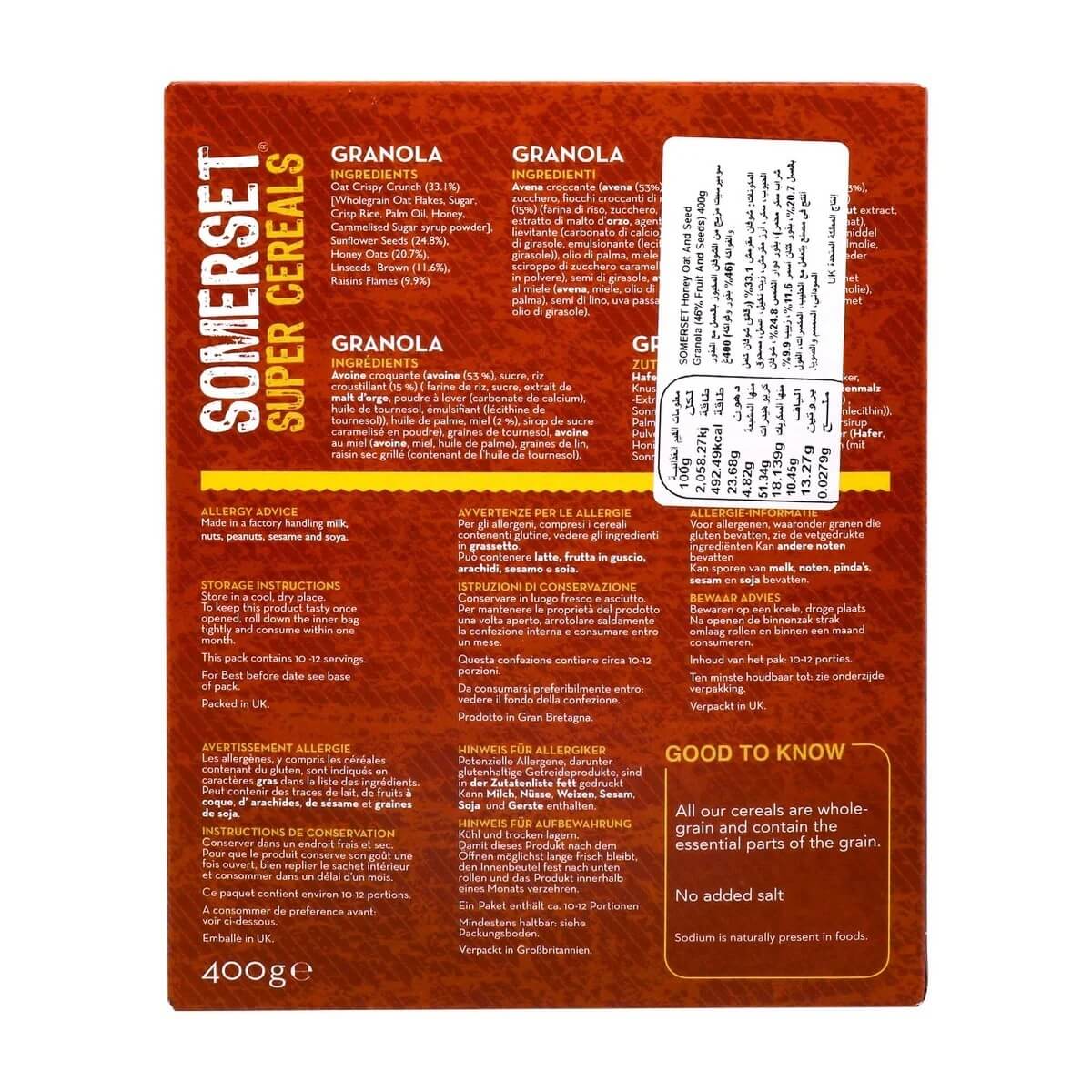 Somerset Super Cereals Honey Crunch 400g