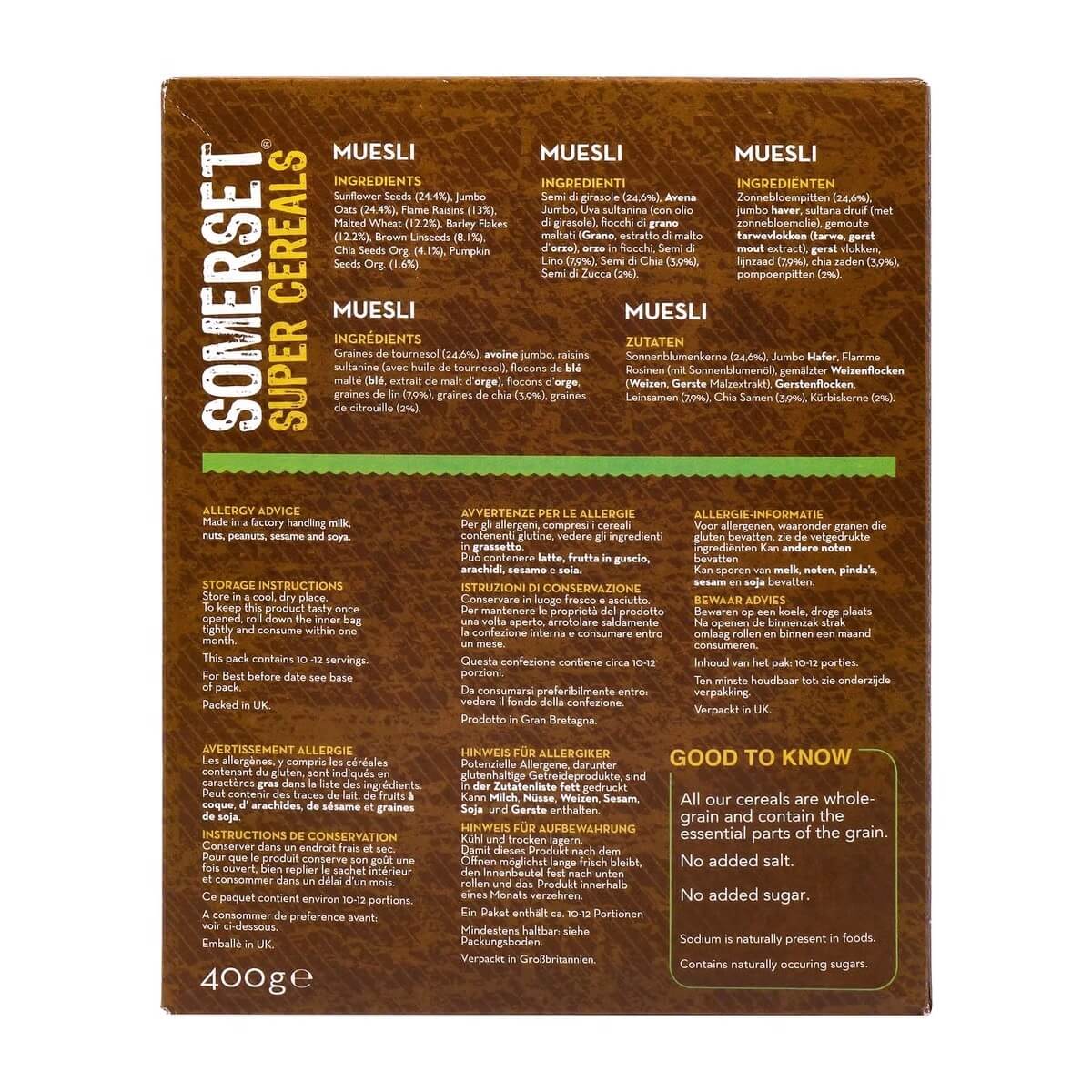Somerset Super Cereals Super Seeds Muesli 400g