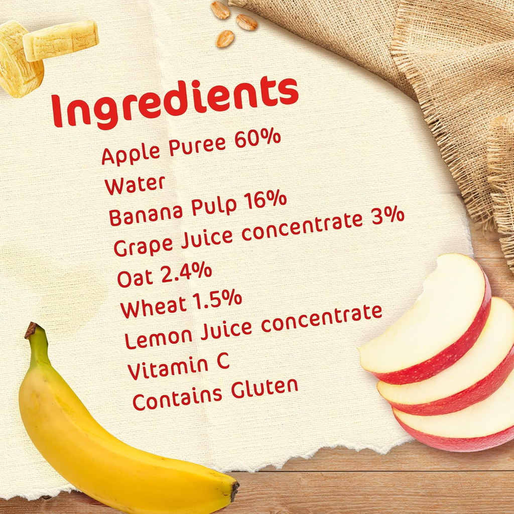 Nestle Cerelac Fruits Puree Pouch Banana Apple Oat 90g, Pack of 4, large