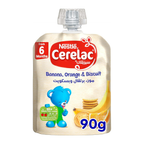 Nestle Cerelac Fruits Puree Pouch Banana Orange Biscuit 90G (Pack Of 1), large