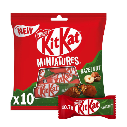 KitKat Nestle Miniatures Crispy Wafer Finger Covered With Hazelnut Chocolate 107g
