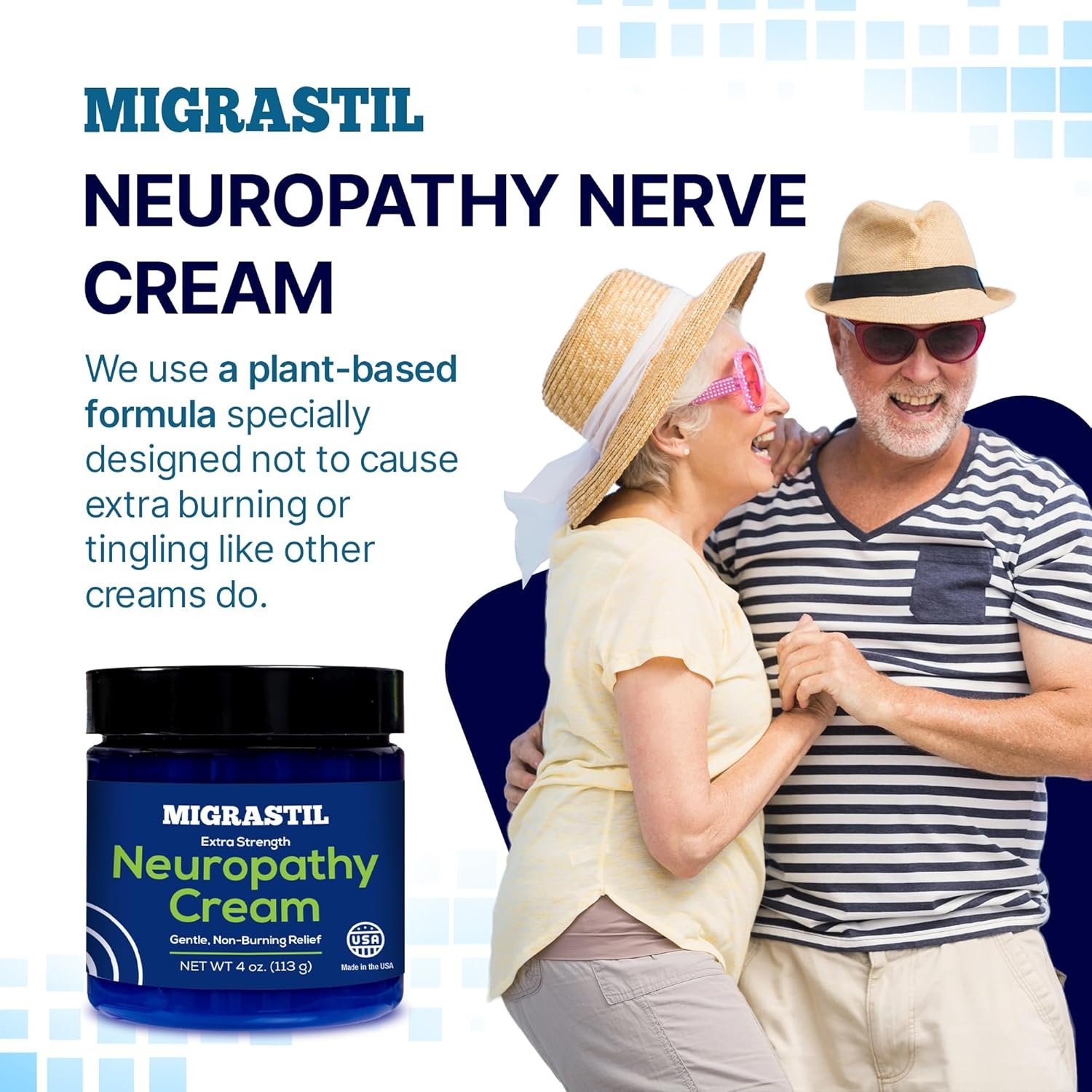 Migrastil Extra Strength Neuropathy Nerve Cream (4 oz.) - Gentle, Non-Burning Support for Feet, Hands, Legs, etc. Long-Lasting Non-Greasy Plant-Based Formula - No Strong Odor. Made in the USA