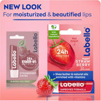 Labello Strawberry Shine Lip Balm, 24H Melt-In Moisture, with Shea Butter and Natural Oils Enriched with Vitamins, with Natural Ingredients, Mineral Oil Free, Vegan, 4.8g, Pack of 2