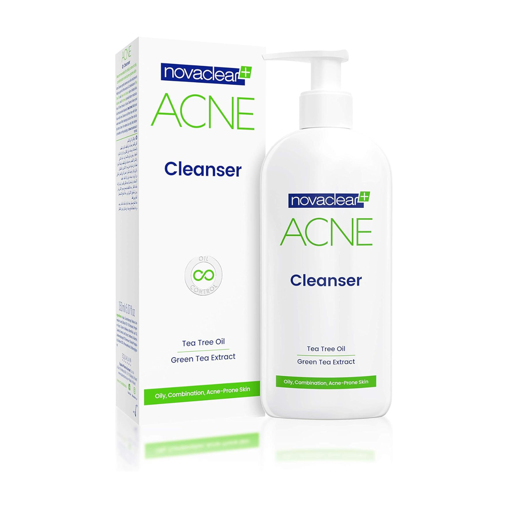 Novaclear Acne Cleanser wash. Tea Tree Oil, Green Tea Extract calms irritated skin. Oil - free formula for Oily Skin | Blackhead Remover and Clogged Pore Control, Non Comedogenic
