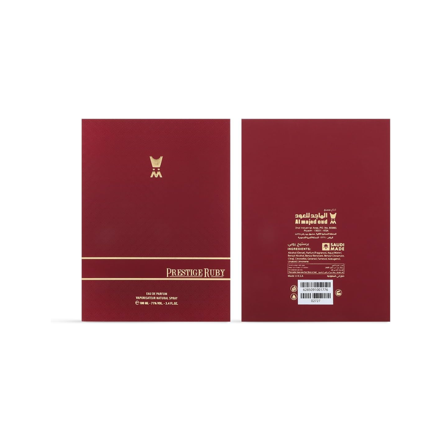Almajed for Oud Prestige Ruby Eau De Parfum - A unique, harmonious blend of amber and fresh - 100 ml