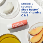 Labello Peach Shine Lip Balm, 24H Melt-In Moisture, with Shea Butter and Natural Oils Enriched with Vitamins, with Natural Ingredients, Mineral Oil Free, Vegan, 4.8g, Pack of 2