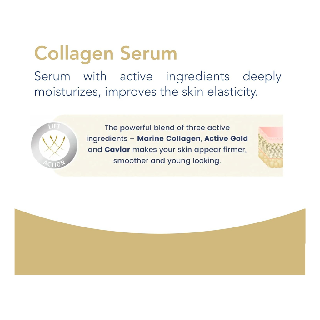 Novaclear Collagen Serum – Anti-Wrinkle Face Serum with Marine Collagen, Gold, Hyaluronic Acid, Retinol & Vitamin C – Improves Skin Firmness, Elasticity & Radiance – For All Skin Types – 30 ML