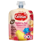 Nestle Cerelac Fruits Puree Pouch Raspberry Pear Banana & Oats baby Food 90g