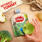 Cerelac Broccoli, Parsnip, Apple & Pear, 100% Natural Fruits, No Added Sugar, From 6 Months, Puree Pouch 90g (16 Pouches)