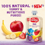 Nestle Cerelac Kids Puree in Apple Banana Strawberry Flavor (110g, Pack of 8)