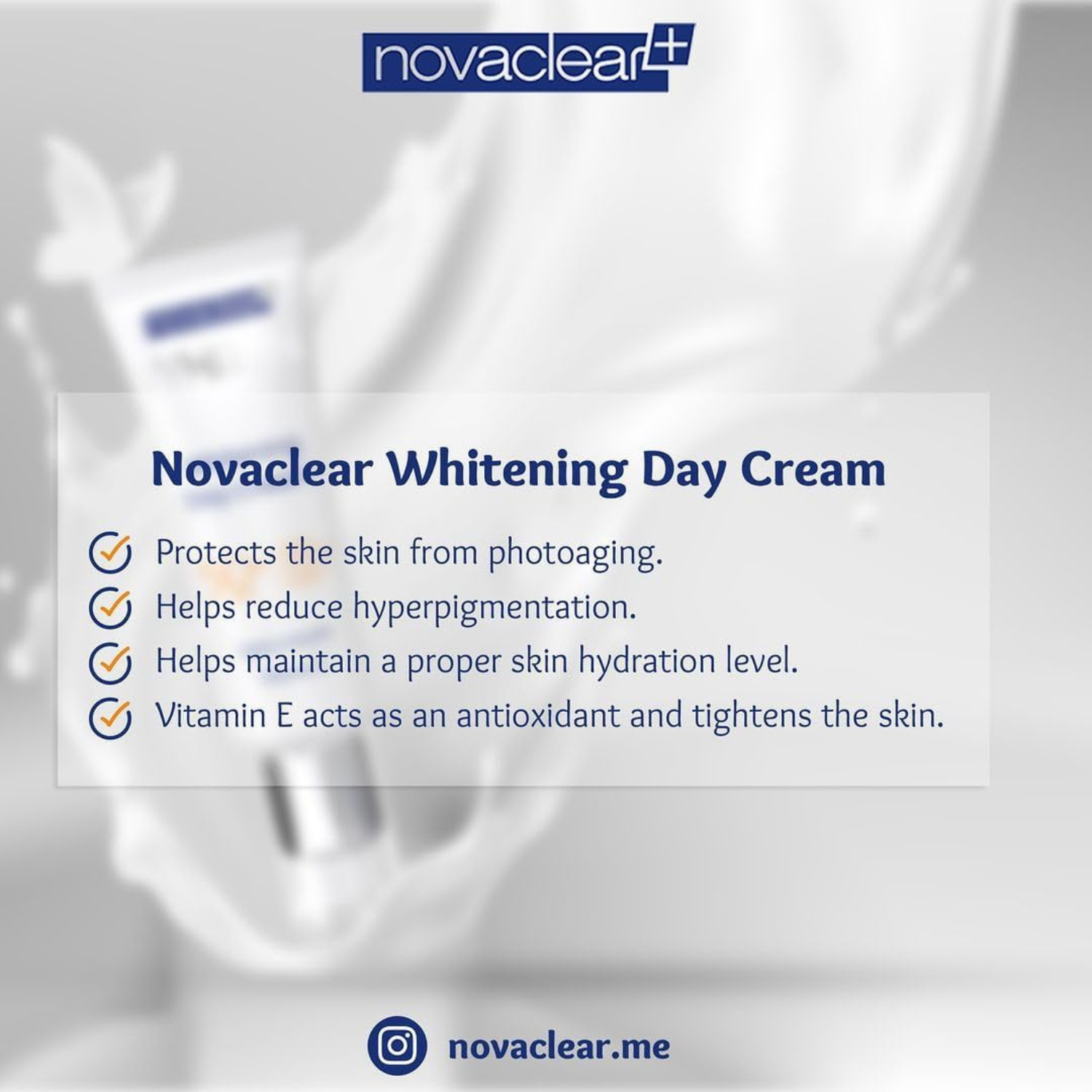 Novaclear WHITENING DAY CREAM- Skin Lightening Cream with Alpha Arbutin, Tranexamic Acid and SPF 50 for all skin tones, reduces hyperpigmentation and effectively protects the skin from UV radiation