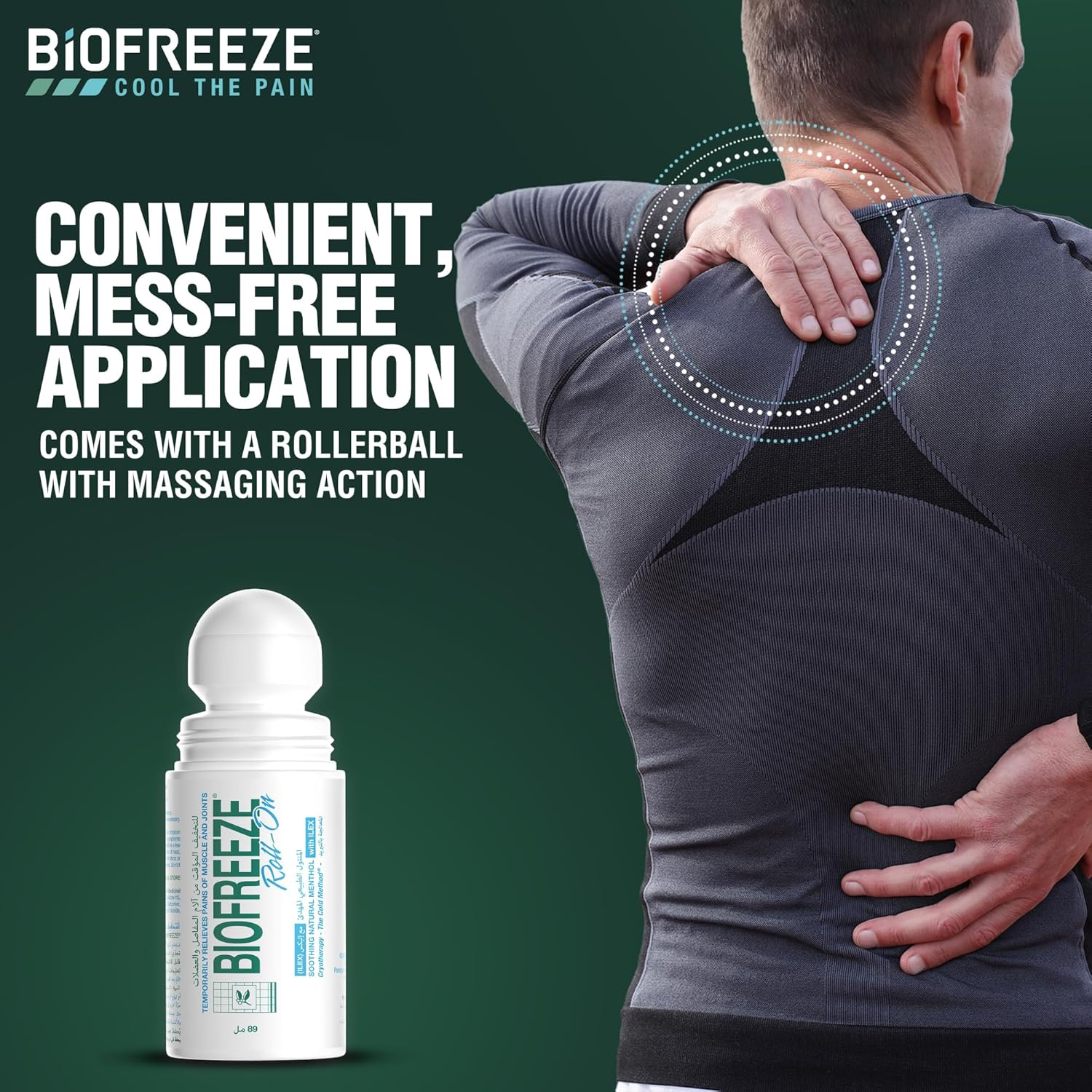 Biofreeze® Pain Relief Roll-On, Soothing Natural Menthol with ILEX Scent, 89 ml