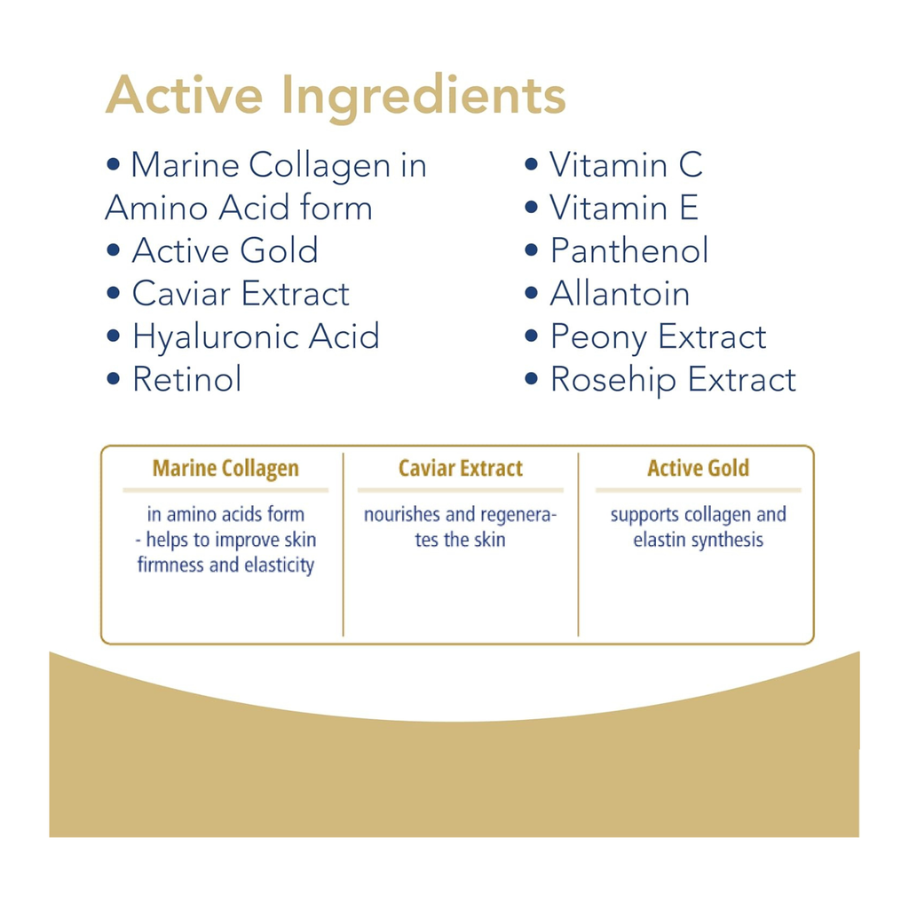 Novaclear Collagen Serum – Anti-Wrinkle Face Serum with Marine Collagen, Gold, Hyaluronic Acid, Retinol & Vitamin C – Improves Skin Firmness, Elasticity & Radiance – For All Skin Types – 30 ML