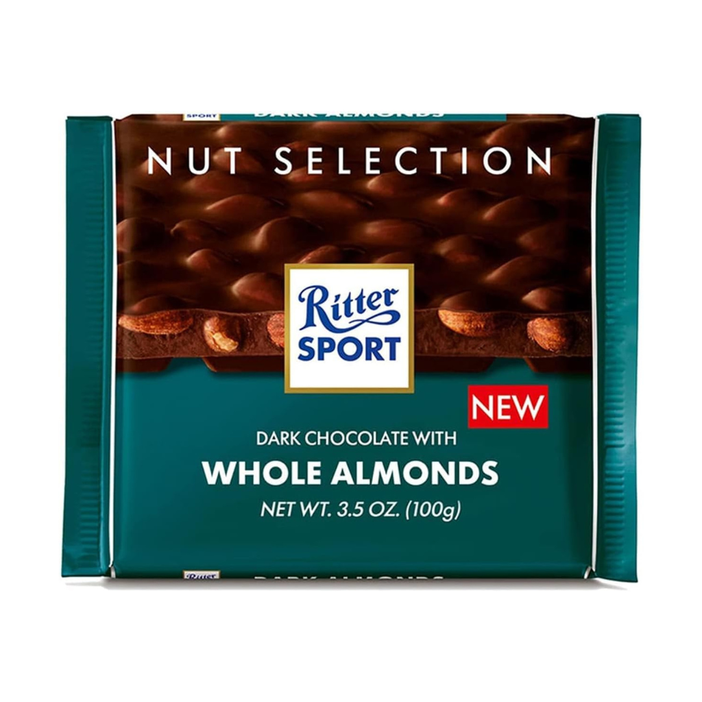 Ritter Sport Dark Whole Almond Chocolate, 100 gm