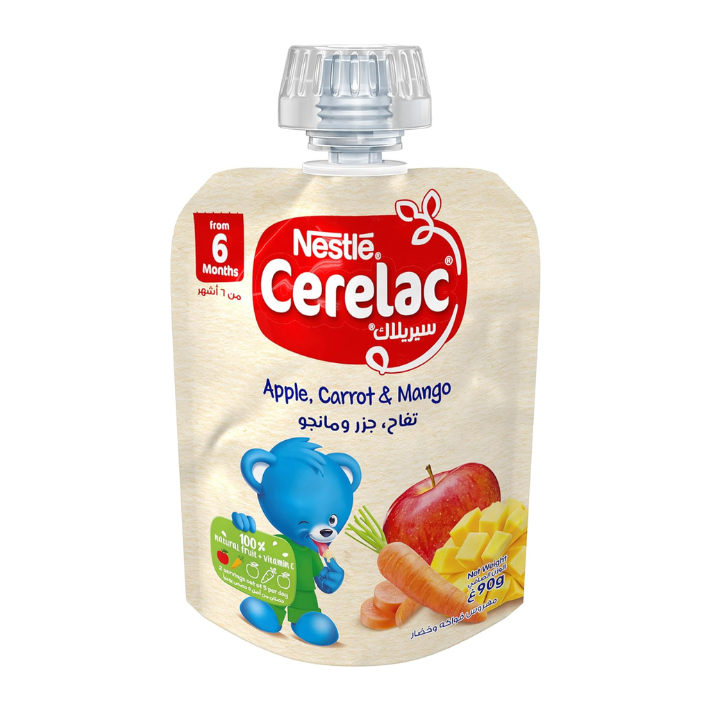 Cerelac Nestle Cerelac Fruits & Vegetables Puree Pouch Apple Carrot Mango 90g