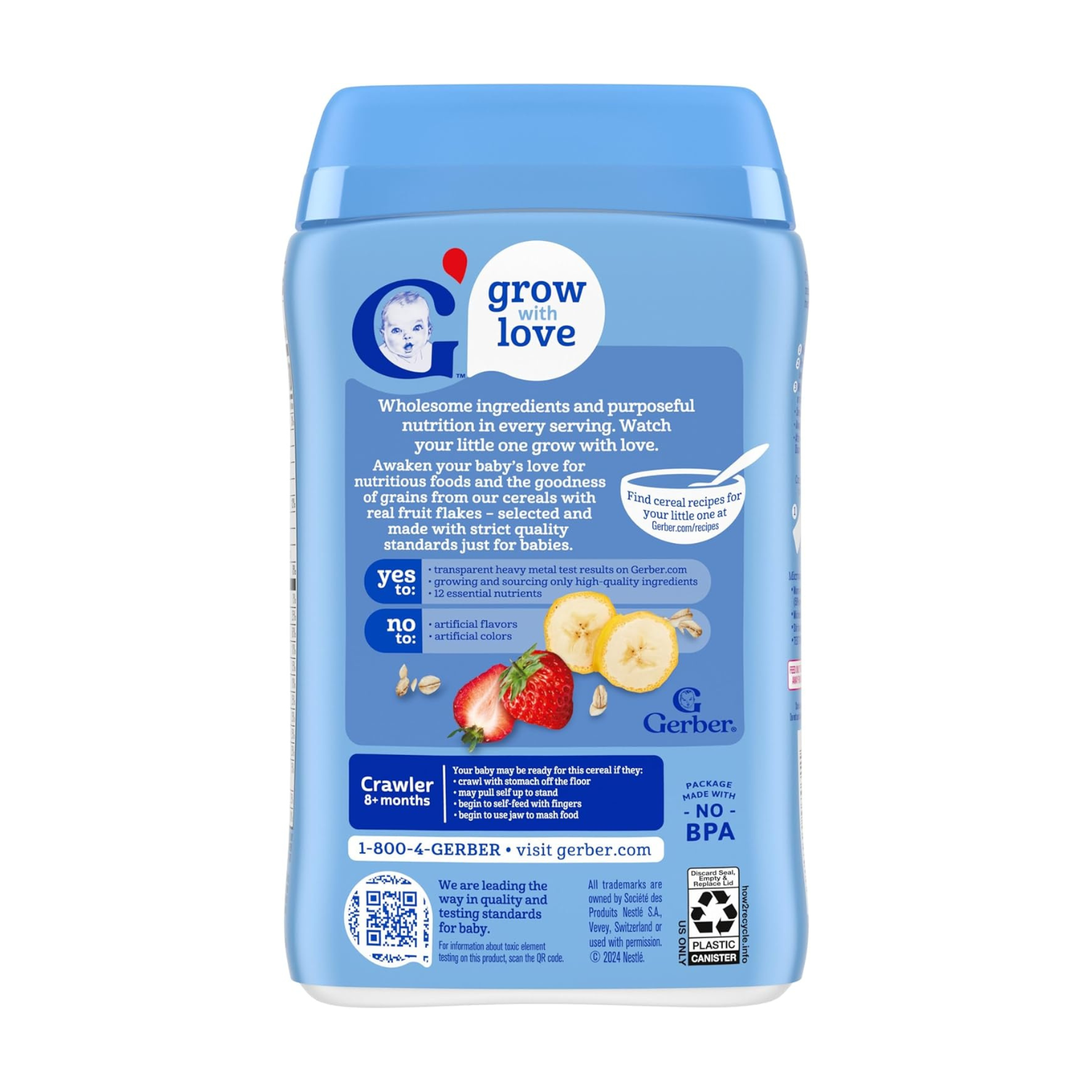 Gerber Lil' Bits Baby Cereal, Oatmeal Banana Strawberry, 8 Ounce, large