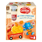 CERELAC Nestle Fruits & Vegetables Puree Pouch Apple Carrot Mango 90g, Pack of 4