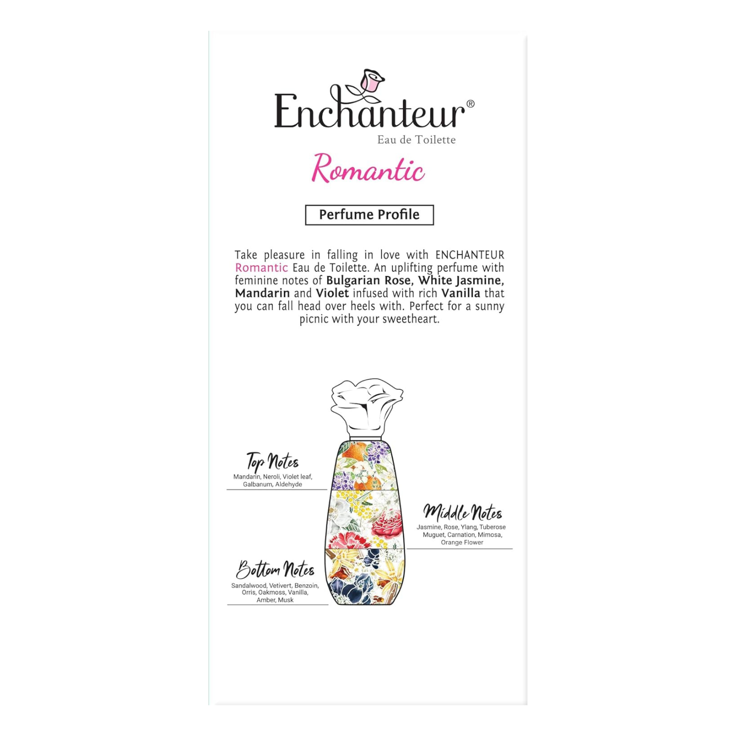 EnchantEUr Romantic Eau De Toilette, Perfume For Women, Long Lasting Fragrance, 100 Ml