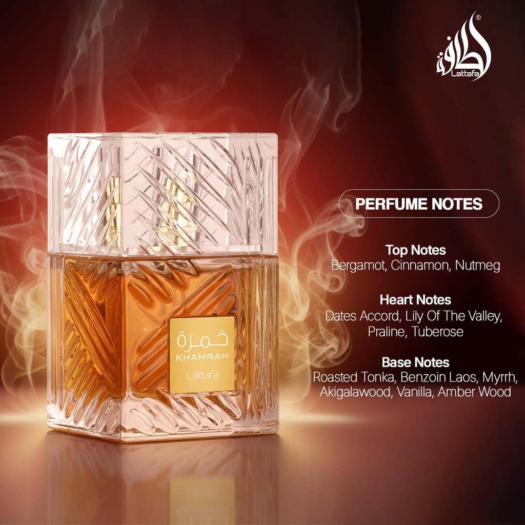 Lattafa Perfumes Khamrah for Unisex Eau de Parfum Spray, 3.4 Ounce