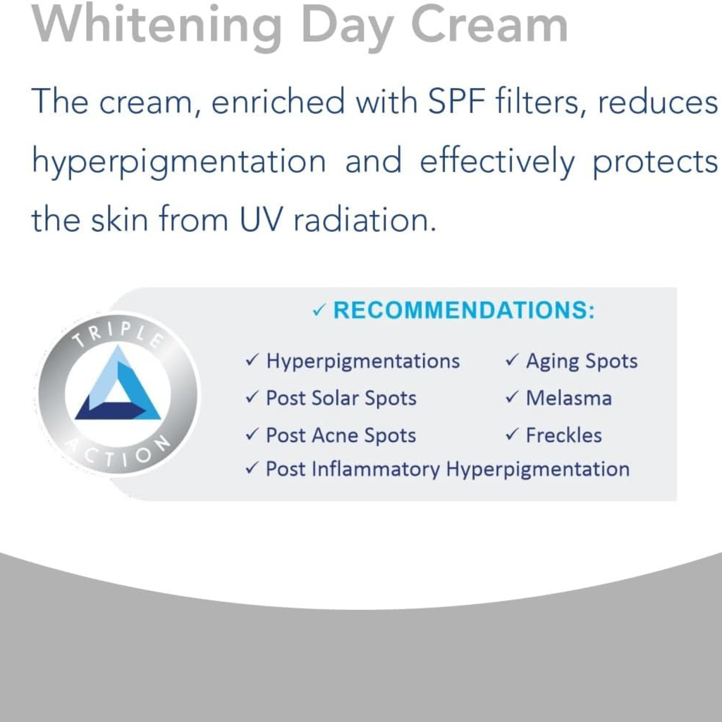 Novaclear WHITENING DAY CREAM- Skin Lightening Cream with Alpha Arbutin, Tranexamic Acid and SPF 50 for all skin tones, reduces hyperpigmentation and effectively protects the skin from UV radiation