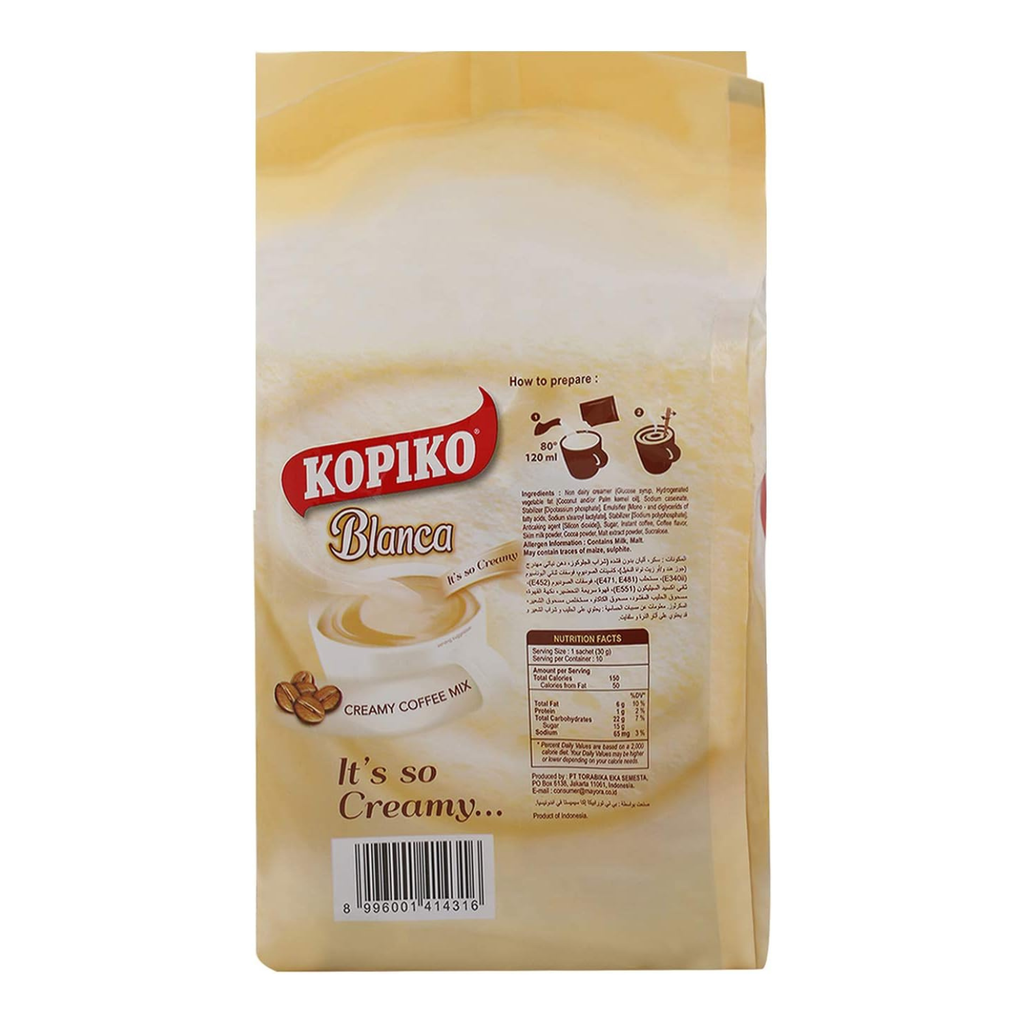 Kopiko Blanca Creamy Coffee Mix, 10 Sachets, 30g Each, Smooth & Rich Instant Coffee