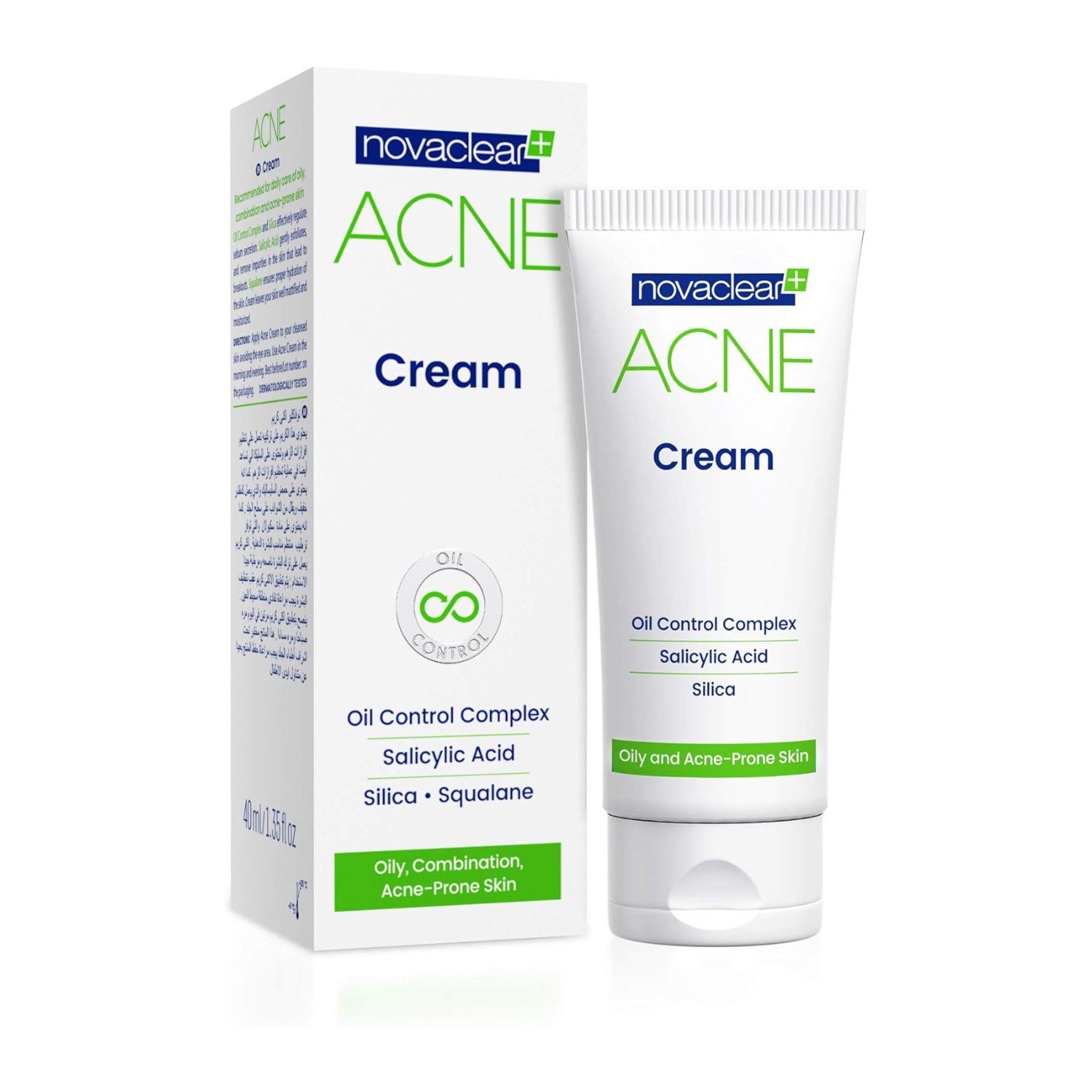 Novaclear Acne Cream – Anti Pimple Cream with Salicylic Acid, Sebum Control for Oily Skin, Acne Treatment Cream with Hydrating Formula 40 ML