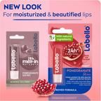 Labello Pomegranate Shine Lip Balm, 24H Melt-In Moisture, with Shea Butter and Natural Oils Enriched with Vitamins, with Natural Ingredients, Mineral Oil Free, Vegan, 4.8g, Pack of 2