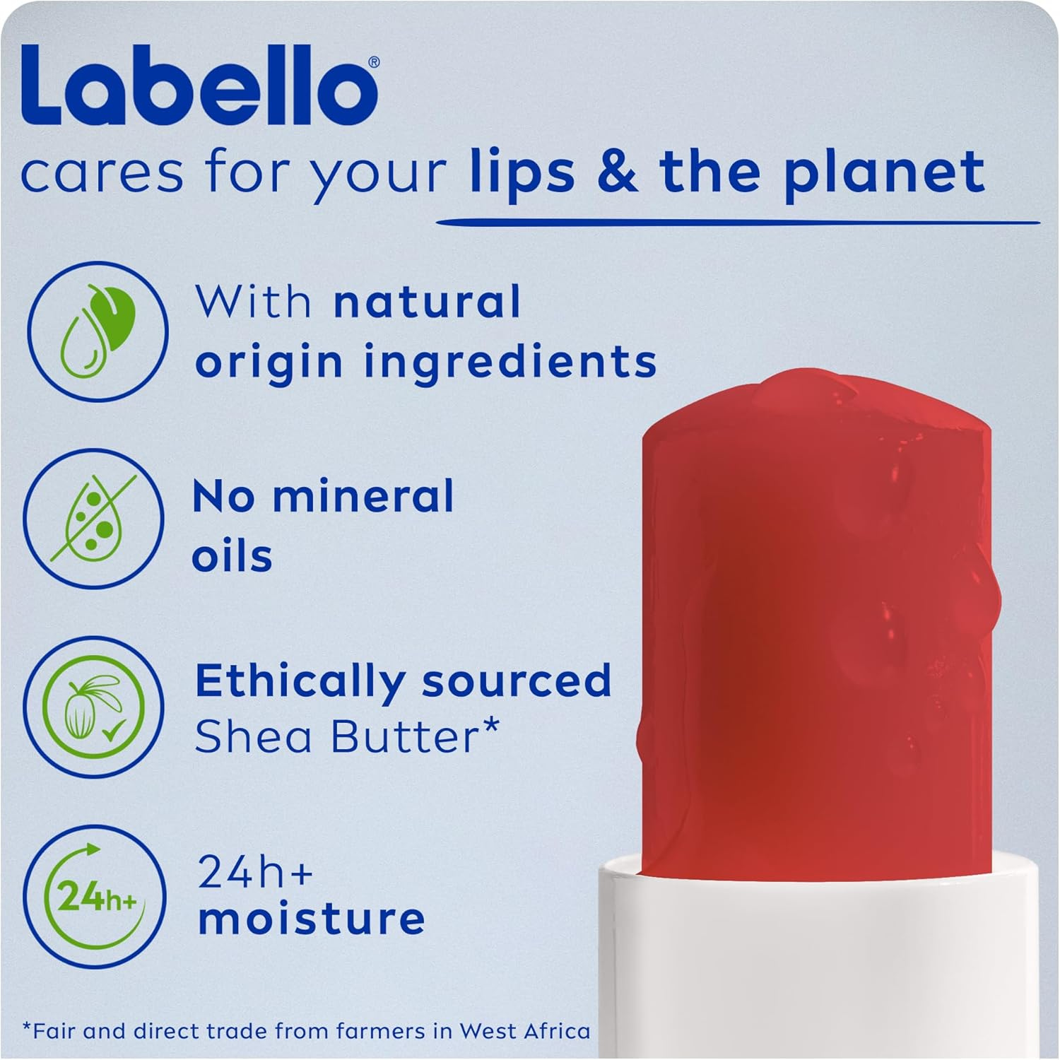 Labello Pomegranate Shine Lip Balm, 24H Melt-In Moisture, with Shea Butter and Natural Oils Enriched with Vitamins, with Natural Ingredients, Mineral Oil Free, Vegan, 4.8g, Pack of 2