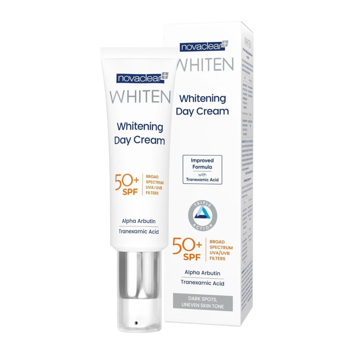 Novaclear WHITENING DAY CREAM- Skin Lightening Cream with Alpha Arbutin, Tranexamic Acid and SPF 50 for all skin tones, reduces hyperpigmentation and effectively protects the skin from UV radiation