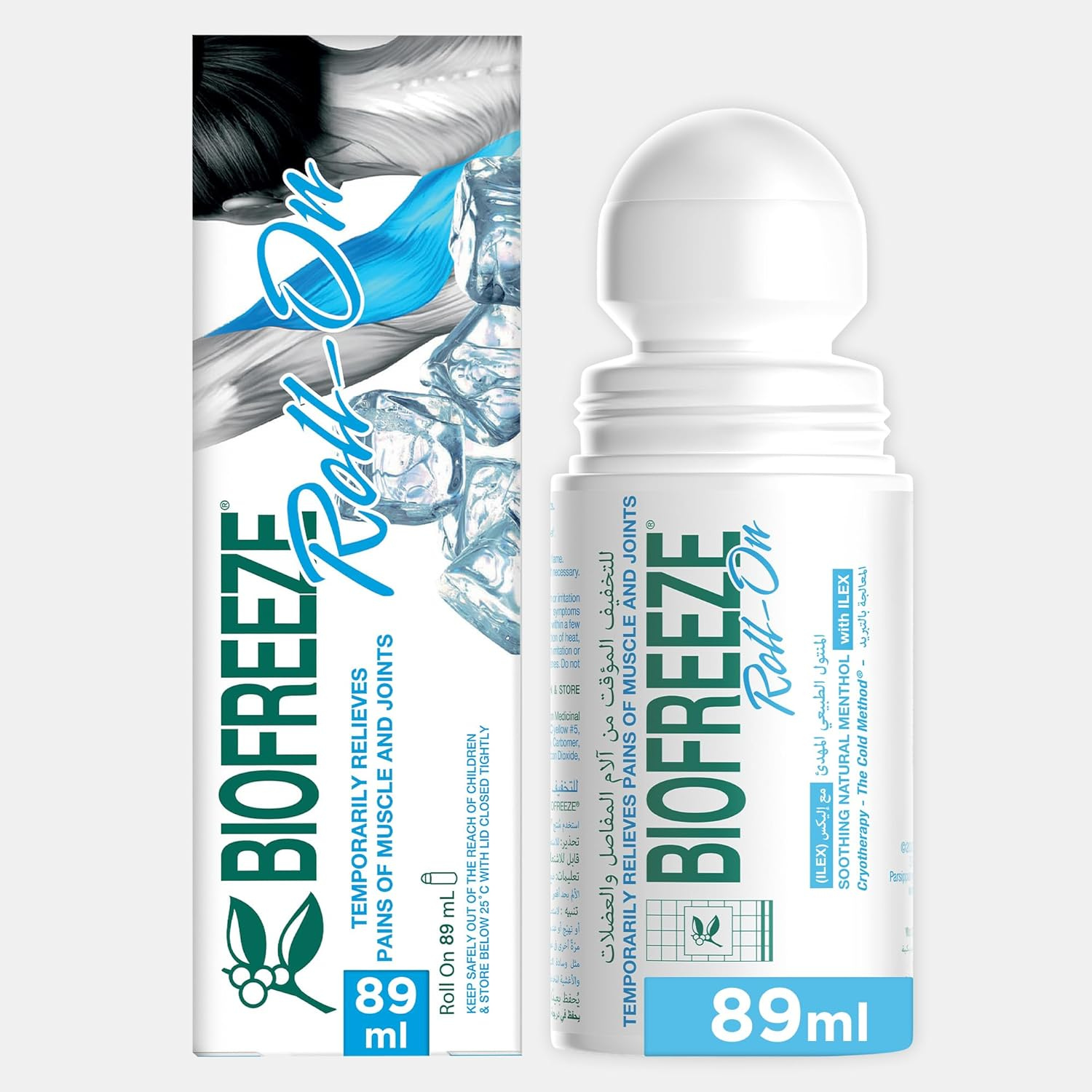 Biofreeze® Pain Relief Roll-On, Soothing Natural Menthol with ILEX Scent, 89 ml