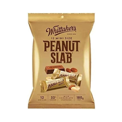 Whittaker's Mini Size Peanut Chocolate Slabs 180g (pack of 12)
