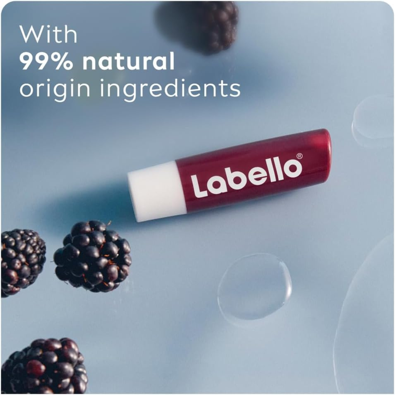 Labello Blackberry Shine Lip Balm, 24H Melt-In Moisture, with Shea Butter and Natural Oils Enriched with Vitamins, with Natural Ingredients, Mineral Oil Free, Vegan, 4.8g